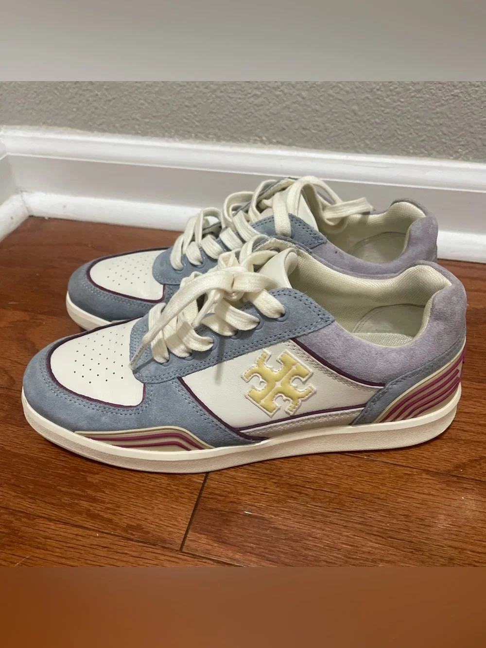 TORY BURCH Clover Court Sneaker In Ivory/yellow Canary/aria Blue 7 1/2